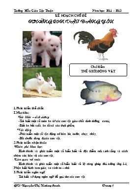 Giáo án Mầm non Lớp 3 tuổi - Chủ đề: Động vật - Chủ đề nhánh: Những con vật đáng yêu - Nguyễn Thị Hoàng Oanh