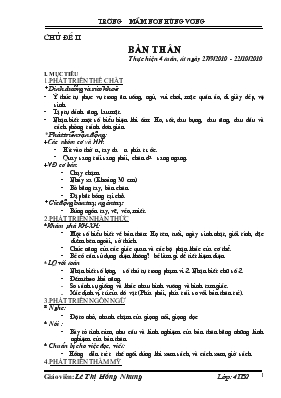 Giáo án Mầm non Lớp 4 tuổi - Chủ đề: Bản thân - Lê Thị Hồng Nhung