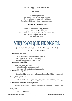 Giáo án Mầm non Lớp 5 tuổi - Chủ đề: Việt Nam quê hương bé
