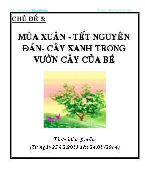 Giáo án Mầm non Lớp 5 tuổi - Chủ đề 5: Mùa xuân - Tết nguyên đán - Cây xanh trong vườn cây của bé - Nguyễn Thị Hồng Phương