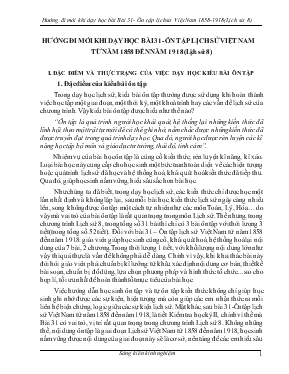 Hướng đi mới khi dạy học bài 31 - Ôn tập lịch sử Việt Nam từ năm 1858 đến năm 1918 (Lịch sử 8)