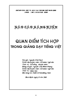 Quan điểm tích hợp trong giảng dạy Tiếng Việt