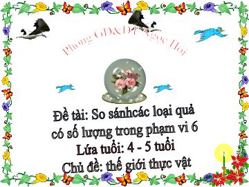 Bài giảng Mầm non Lớp 4 tuổi - Chủ đề: Thế giới thực vật - Đề tài: So sánh các loại quả có số lượng trong phạm vi 6 - Ngô Thị Phượng