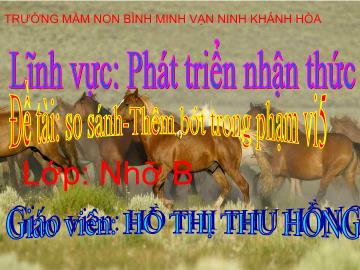 Bài giảng Mầm non Lớp 4 tuổi - Đề tài: So sánh - Thêm bớt trong phạm vi 5 - Hồ Thị Thu Hồng