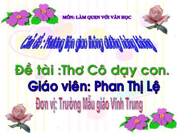 Bài giảng Mầm non Lớp 4 tuổi - Chủ đề: Phương tiện giao thông đường hàng không - Đề tài: Thơ 