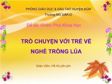 Bài giảng Mầm non Lớp 4 tuổi - Trò chuyện với trẻ về nghề trồng lúa - Hồ Thị Yến Phi