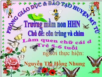 Bài giảng Mầm non Lớp 5 tuổi - Chủ đề: Côn trùng và chim - Làm quen chữ cái d - Nguyễn Thị Hồng Nhung