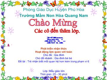 Bài giảng Mầm non Lớp 5 tuổi - Chủ đề: Gia đình - Chủ đề nhánh: Gia đình bé bé - Trần Thị Thanh Bình