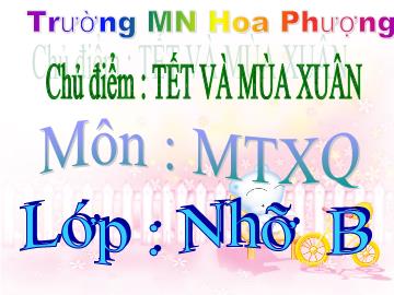 Bài giảng Mầm non Lớp 4 tuổi - Chủ điểm: Tết và mùa xuân - Đề tài: Tết nguyên đán - Trần Thị Thu Trang