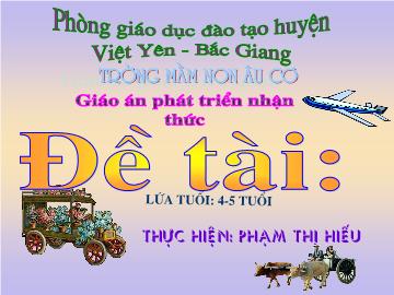 Bài giảng Mầm non Lớp 4 tuổi - Đề tài: Nhận biết mối quan hệ hơn kém trong phạm vi 5 - Phạm Thị Hiếu