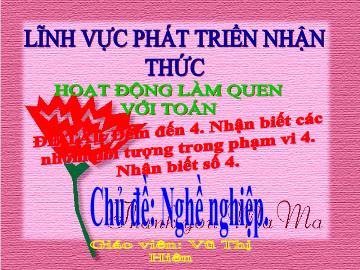 Bài giảng Mầm non Lớp 4 tuổi - Chủ đề: Nghề nghiệp - Nhánh: Nghề xây dựng - Vũ Thị Hiên