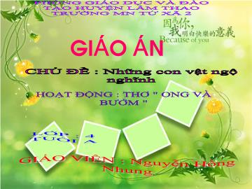 Bài giảng Mầm non Lớp 4 tuổi - Chủ đề: Những con vật ngộ nghĩnh - Nguyễn Hồng Nhung