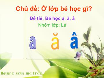 Bài giảng Mần non lớp lá - Chủ đề: Ở lớp bé học gì? - Đề tài: Bé học a, ă, â