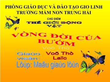 Bài giảng Mầm non - Chủ điểm: Thế giới động vật - Vòng đời của bướm