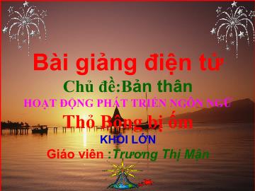 Bài giảng Mầm non lớp lá - Chủ đề: Bản thân - Hoạt động phát triển ngôn ngữ: Thỏ bông bị ốm