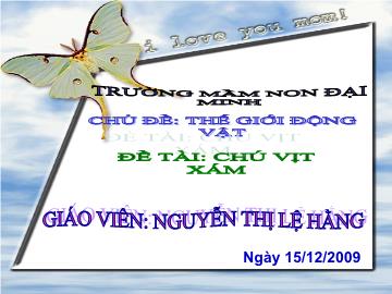 Bài giảng Mầm non lớp lá - Chủ đề: Thế giới động vật - Đề tài: chú vịt xám - Nguyễn Thị Lệ Hằng