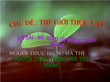 Bài giảng Mầm non lớp lá - Chủ đề: Thế giới thực vật - Đề tài: Bé hiểu gì về hạt nảy mầm