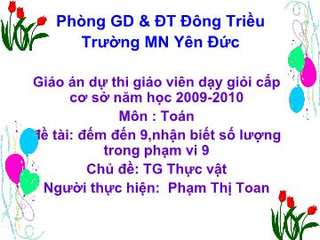 Bài giảng Mầm non lớp lá - Đề tài: Đếm đến 9, nhận biết số lượng trong phạm vi 9