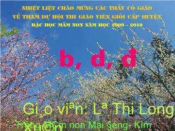 Bài giảng Mầm non lớp lá - Đề tài: Làm quen với chữ cái b d đ