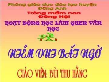 Bài giảng mầm non lớp lá - Đề tài: Niềm vui bất ngờ