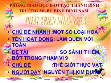 Bài giảng Mầm non lớp lá - Đề tài So sánh thêm, bớt trong phạm vi 9