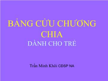 Bảng cửu chương chia dành cho trẻ