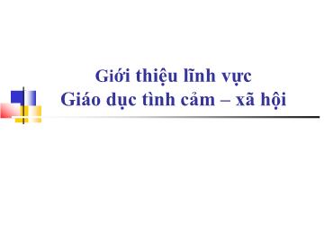 Giới thiệu lĩnh vực - Giáo dục tình cảm – xã hội