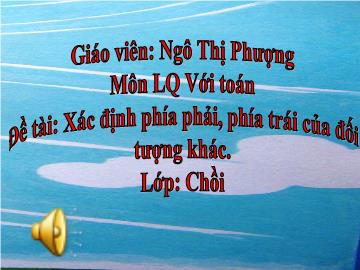 Bài giảng Lớp Chồi - Làm quen với toán - Đề tài: Xác định phía phải, phía trái của đối tượng khác - Chủ đề nhánh: Một số quy định về giao thông đường bộ