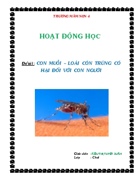 Giáo án dạy lớp chồi - Đề tài: Con muỗi – Loài côn trùng có hại đối với con người